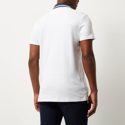 White contrast collar polo shirt